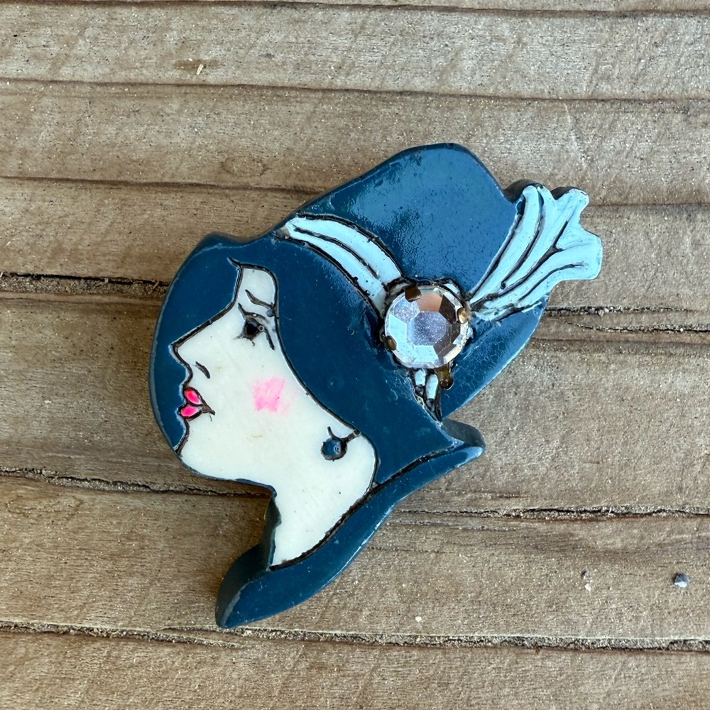 Bundle 3 for 50% off 1970s-80s Hand Painted Retro Plastic Pin